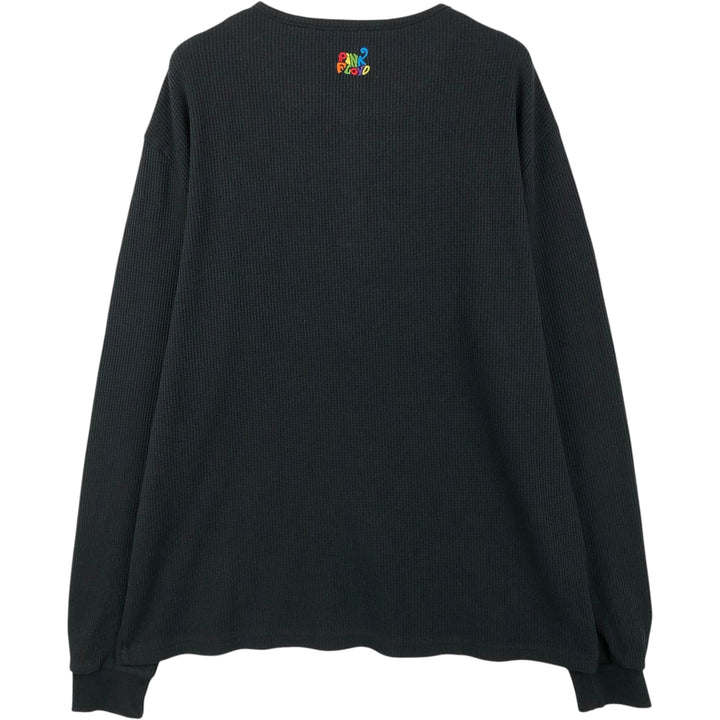 PINK FLOYD Henley Neck Band Thermal Long-Sleeve T-Shirt (Waffle Knit) - Men's XL equivalent unclear black type Vintage Second Hand