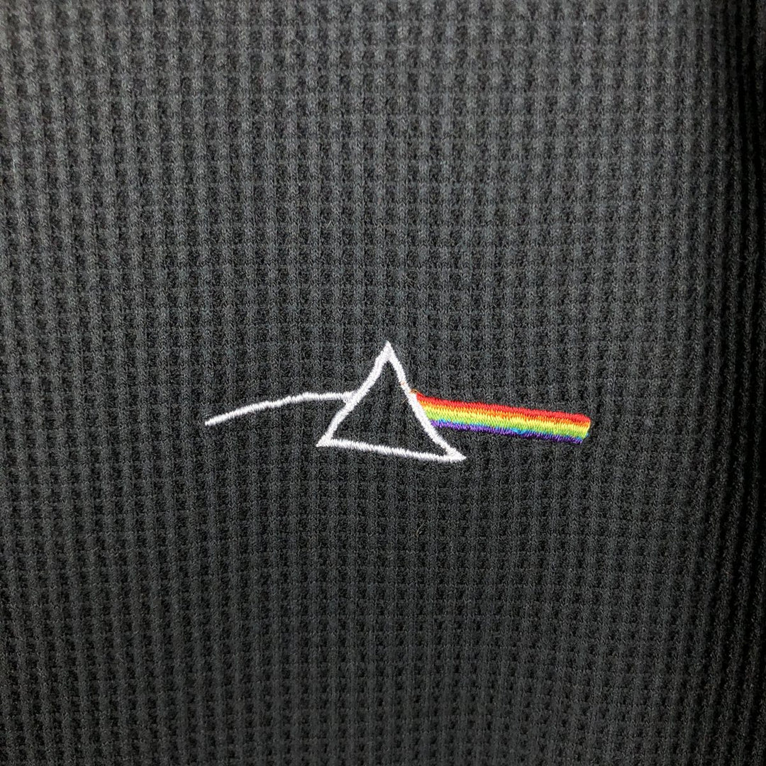PINK FLOYD Henley Neck Band Thermal Long-Sleeve T-Shirt (Waffle Knit) - Men's XL equivalent unclear black type Vintage Second Hand