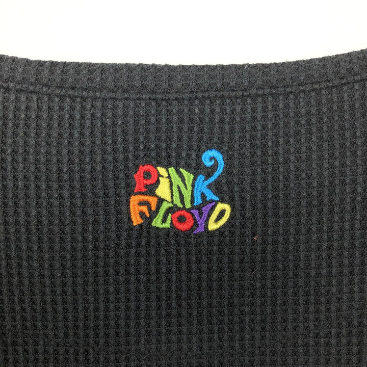 PINK FLOYD Henley Neck Band Thermal Long-Sleeve T-Shirt (Waffle Knit) - Men's XL equivalent unclear black type Vintage Second Hand