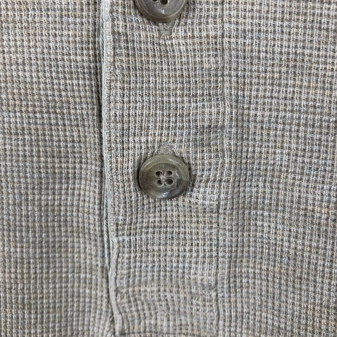 90'S LLBean Henley Neck Thermal Long-Sleeve T-Shirt, Waffle Knit, Men's Size M (Equivalent), Vintage cotton Beige type Vintage Second Hand