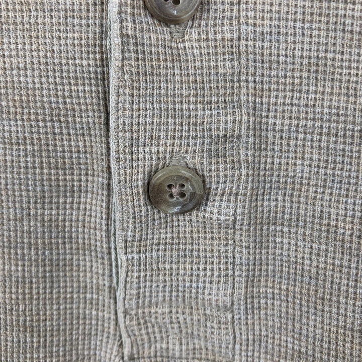 90'S LLBean Henley Neck Thermal Long-Sleeve T-Shirt, Waffle Knit, Men's Size M (Equivalent), Vintage cotton Beige type Vintage Second Hand