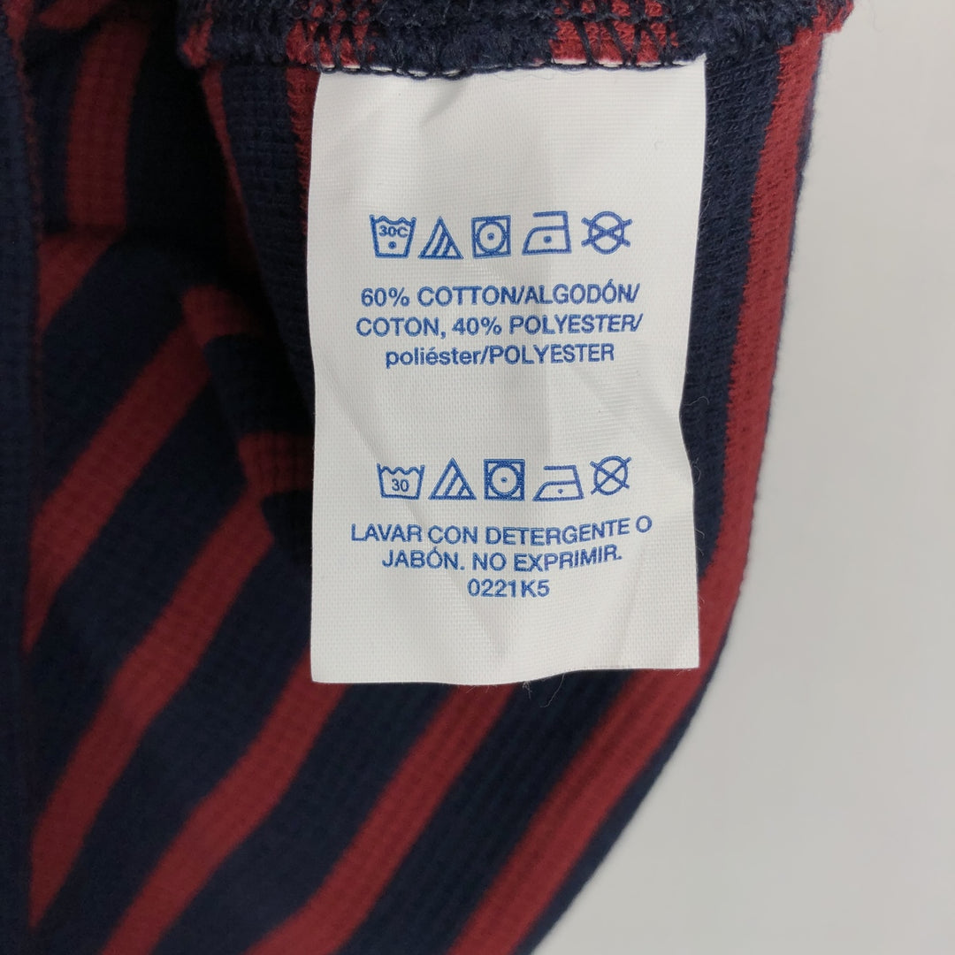 Ralph Lauren POLO RALPH LAUREN SLEEPWEAR Striped Pattern Thermal Long T-Shirt, Waffle, Men's Size L cotton navy blue type Vintage Second Hand