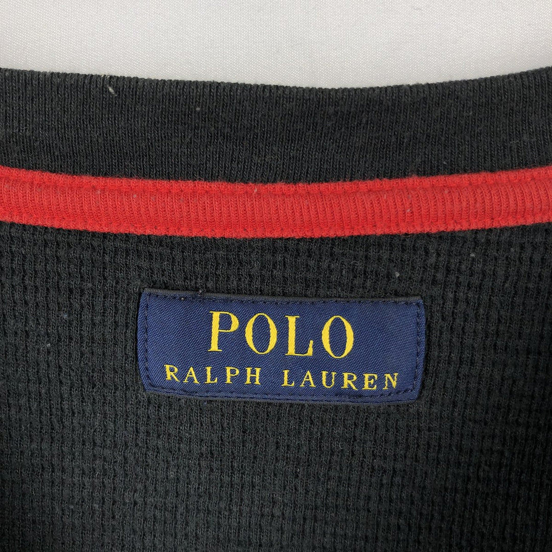 Ralph Lauren POLO RALPH LAUREN Thermal Long-Sleeve T-Shirt, Honeycomb Pattern, Men's Size M (equivalent) unclear black type Vintage Second Hand