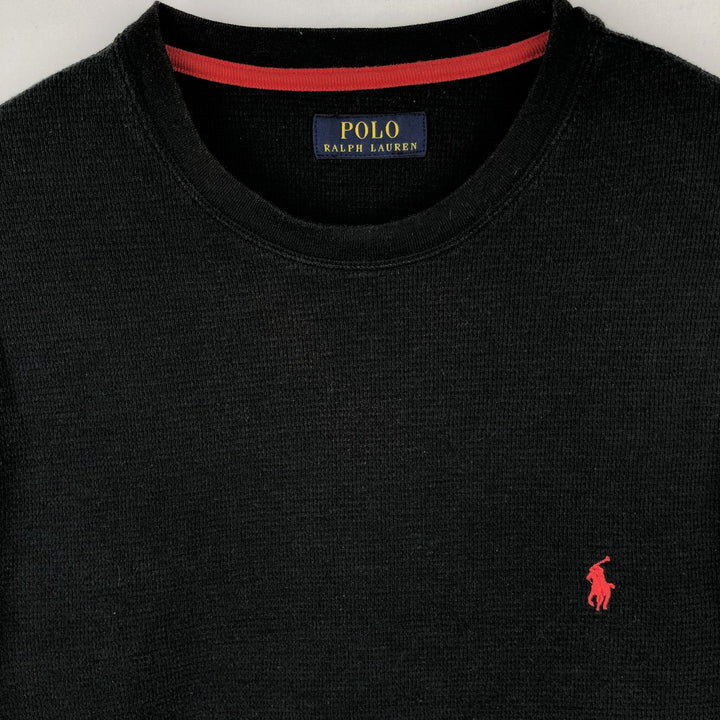 Ralph Lauren POLO RALPH LAUREN Thermal Long-Sleeve T-Shirt, Honeycomb Pattern, Men's Size M (equivalent) unclear black type Vintage Second Hand