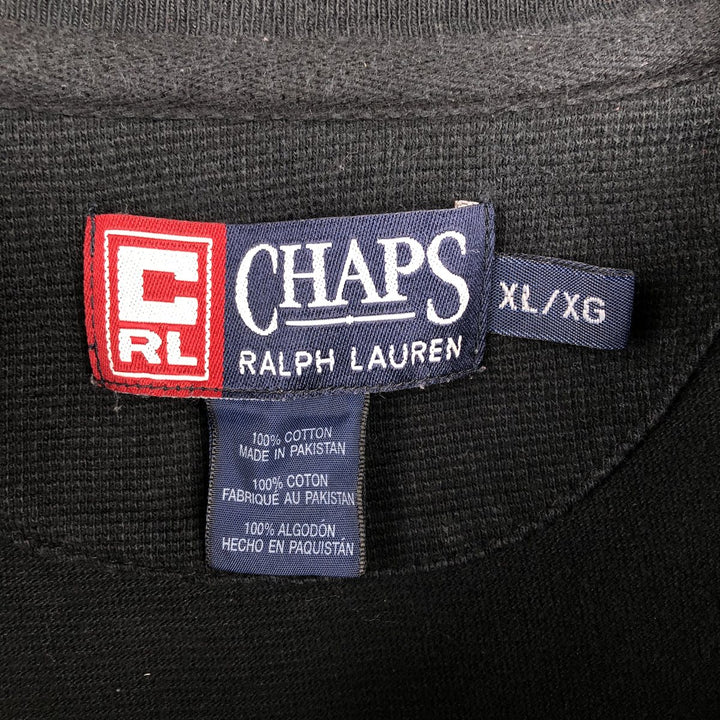 Ralph Lauren CHAPS V-neck thermal long T-shirt, men's size XL cotton black type Vintage Second Hand