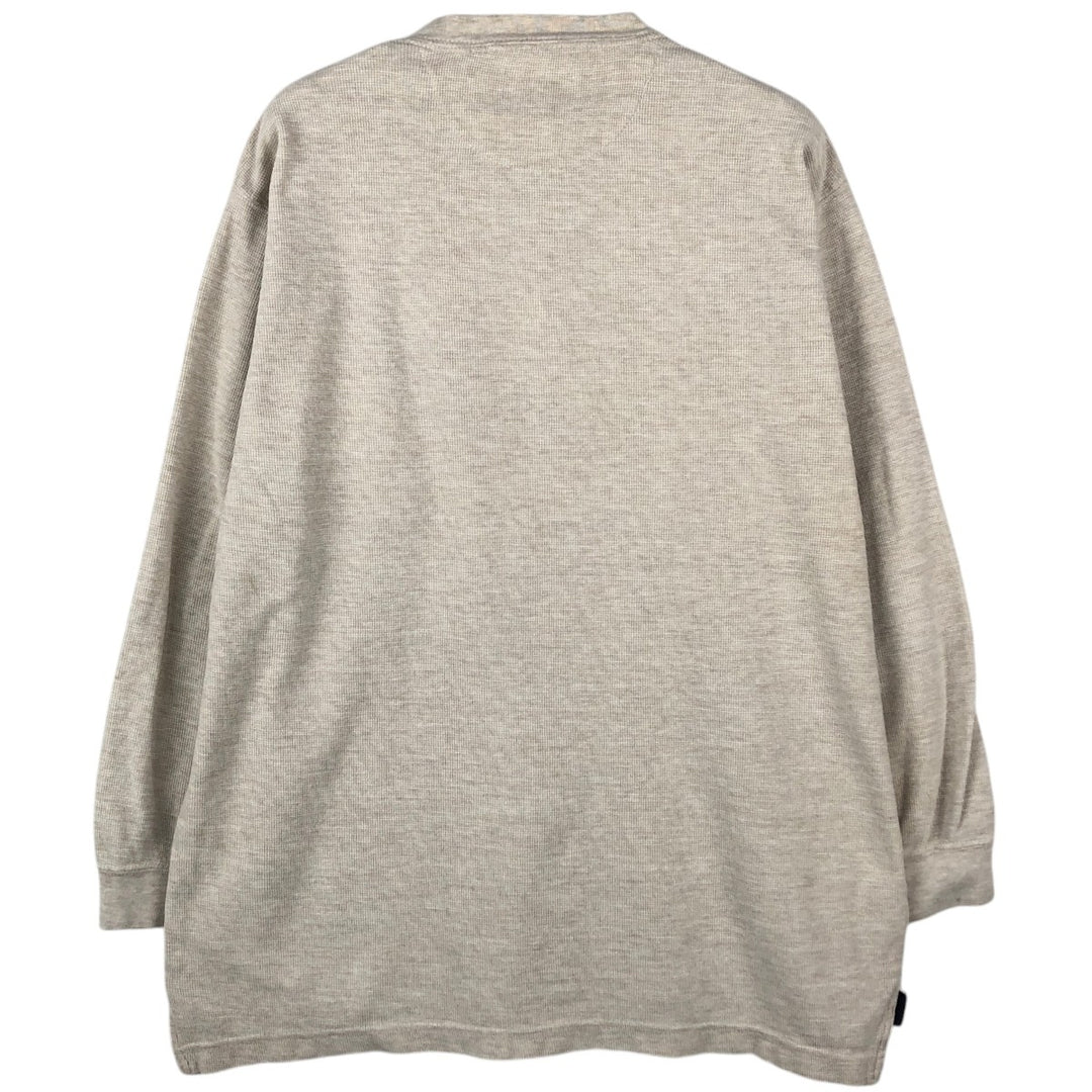 Ralph Lauren CHAPS Henley neck thermal long T-shirt, men's size L cotton white type Vintage Second Hand