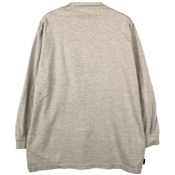 Ralph Lauren CHAPS Henley neck thermal long T-shirt, men's size L cotton white type Vintage Second Hand