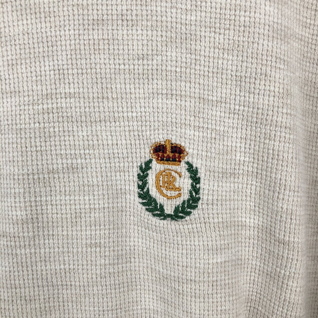 Ralph Lauren CHAPS Henley neck thermal long T-shirt, men's size L cotton white type Vintage Second Hand