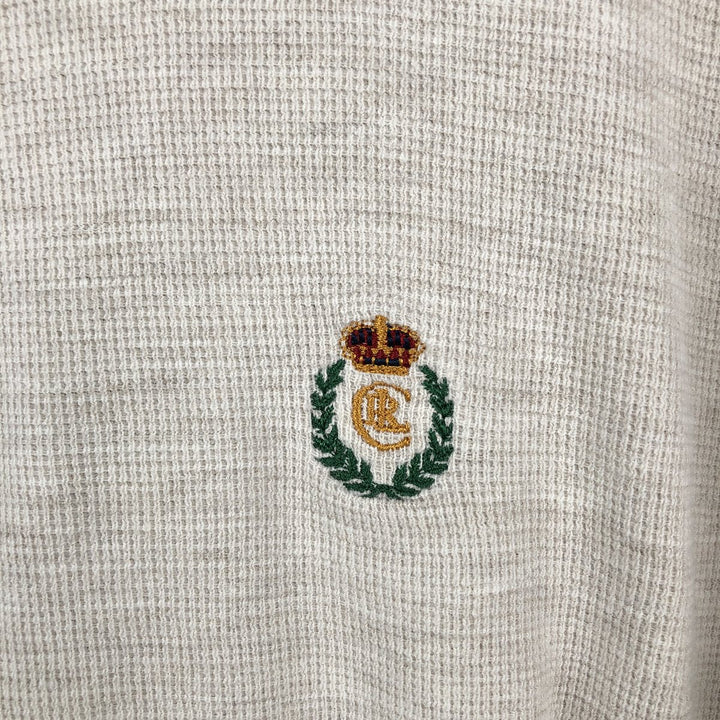 Ralph Lauren CHAPS Henley neck thermal long T-shirt, men's size L cotton white type Vintage Second Hand