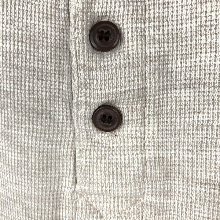 Ralph Lauren CHAPS Henley neck thermal long T-shirt, men's size L cotton white type Vintage Second Hand