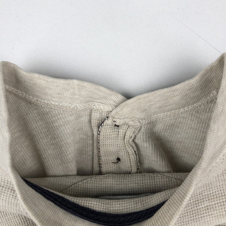 Ralph Lauren CHAPS Henley neck thermal long T-shirt, men's size L cotton white type Vintage Second Hand