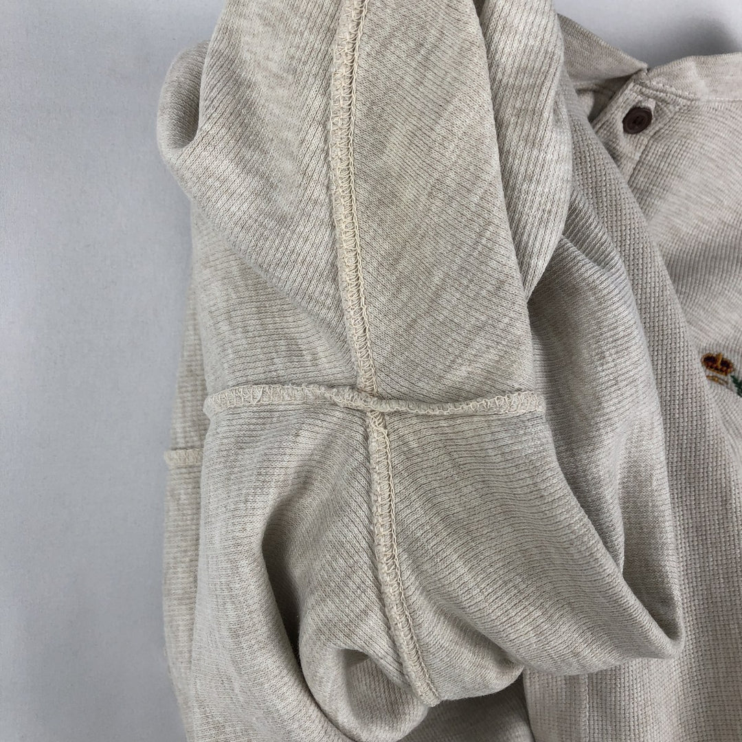 Ralph Lauren CHAPS Henley neck thermal long T-shirt, men's size L cotton white type Vintage Second Hand