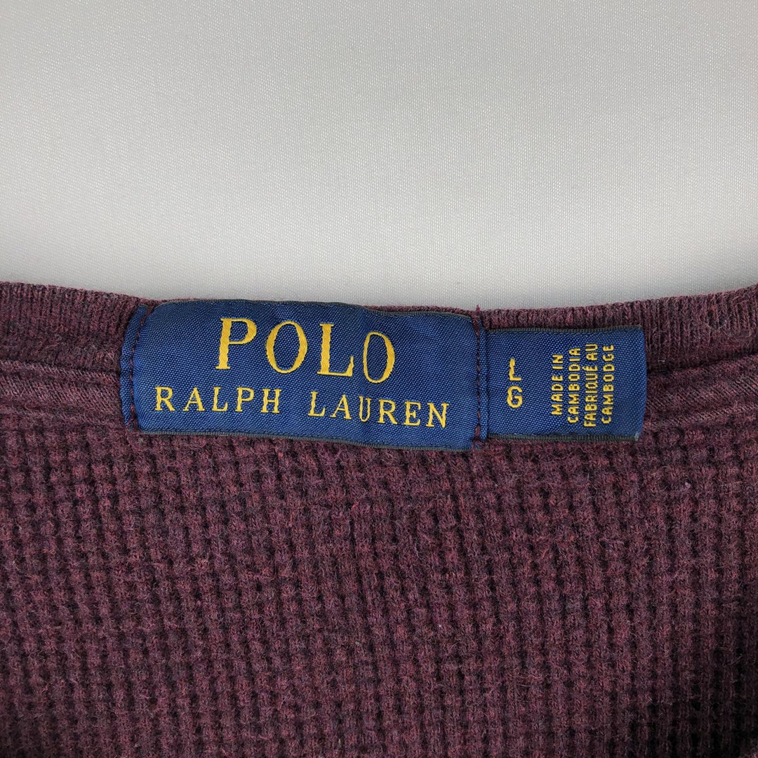 Ralph Lauren POLO RALPH LAUREN Thermal Long T-Shirt Men's Size L cotton red type reddish brown Vintage Second Hand