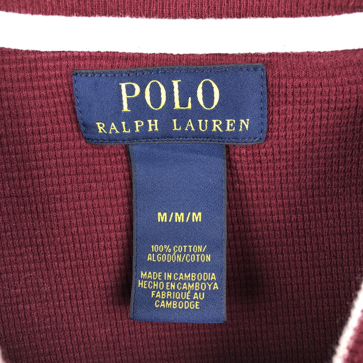 Ralph Lauren POLO RALPH LAUREN Thermal Long T-shirt Waffle Men's M size cotton red type Vintage Second Hand
