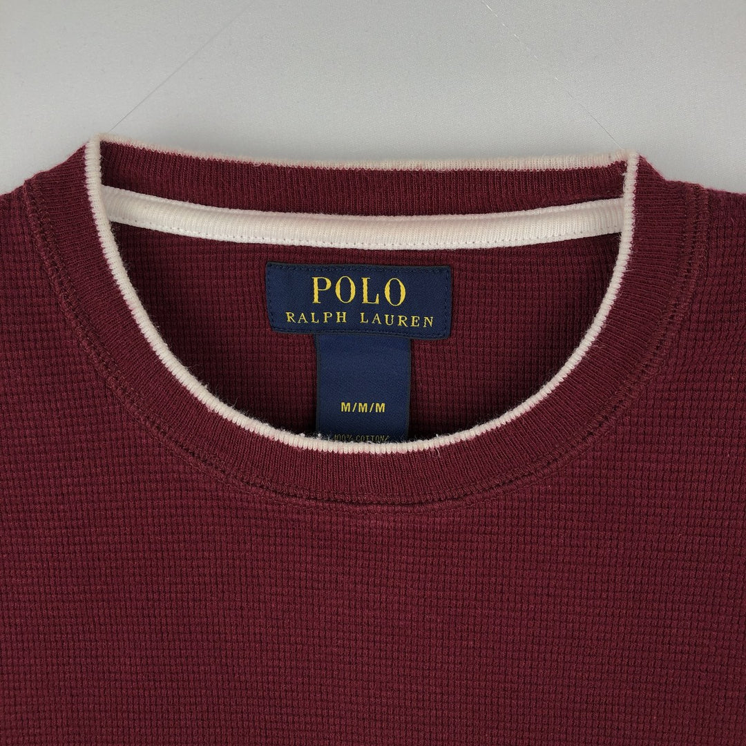 Ralph Lauren POLO RALPH LAUREN Thermal Long T-shirt Waffle Men's M size cotton red type Vintage Second Hand