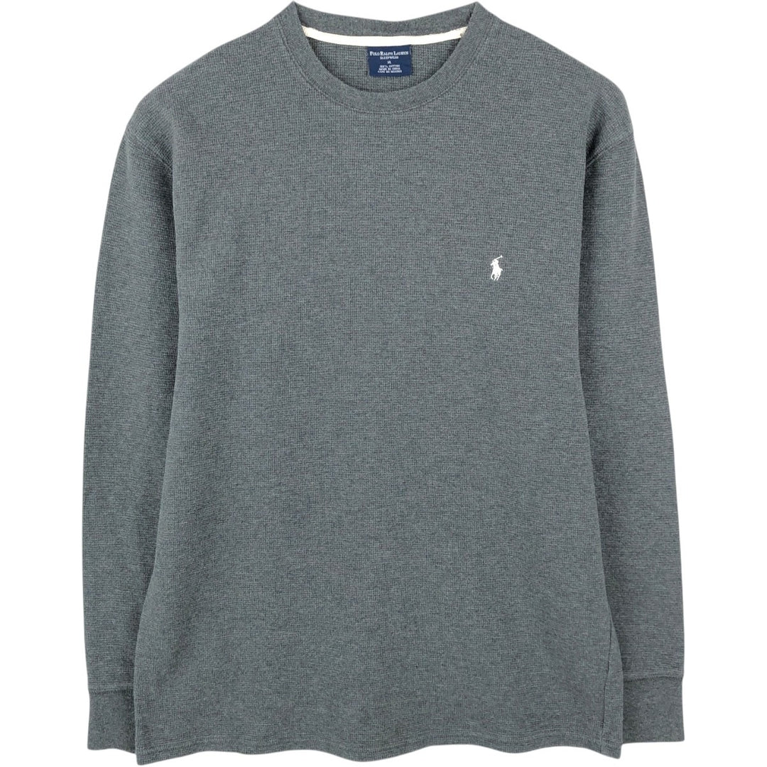 Ralph Lauren POLO RALPH LAUREN SLEEPWEAR Thermal Long-Sleeve T-Shirt, Waffle Knit, Men's XL (approx.) cotton Charcoal Vintage Second Hand