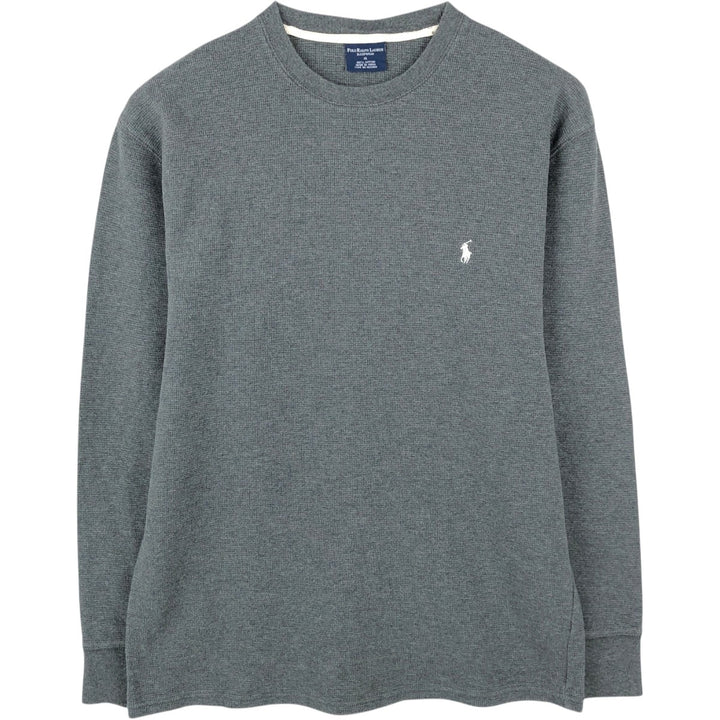 Ralph Lauren POLO RALPH LAUREN SLEEPWEAR Thermal Long-Sleeve T-Shirt, Waffle Knit, Men's XL (approx.) cotton Charcoal Vintage Second Hand