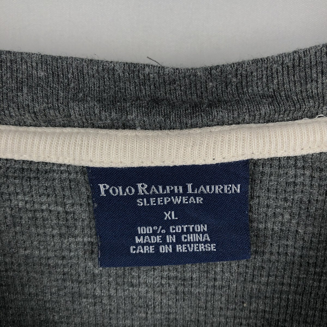 Ralph Lauren POLO RALPH LAUREN SLEEPWEAR Thermal Long-Sleeve T-Shirt, Waffle Knit, Men's XL (approx.) cotton Charcoal Vintage Second Hand