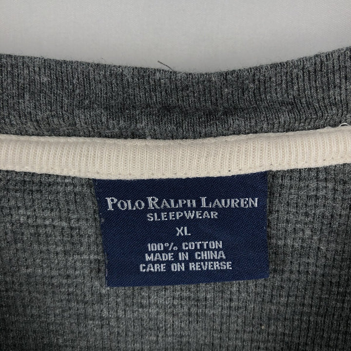 Ralph Lauren POLO RALPH LAUREN SLEEPWEAR Thermal Long-Sleeve T-Shirt, Waffle Knit, Men's XL (approx.) cotton Charcoal Vintage Second Hand