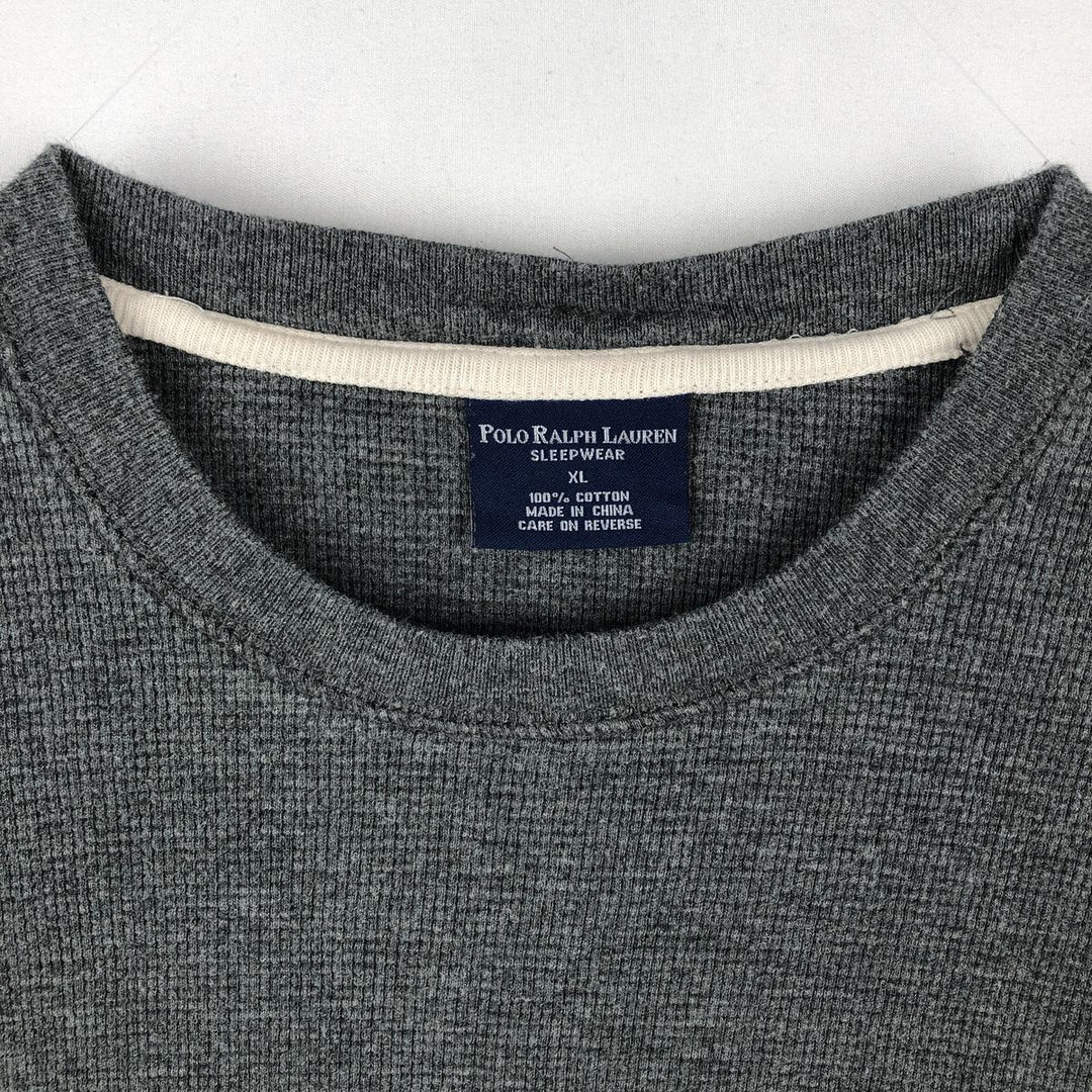 Ralph Lauren POLO RALPH LAUREN SLEEPWEAR Thermal Long-Sleeve T-Shirt, Waffle Knit, Men's XL (approx.) cotton Charcoal Vintage Second Hand