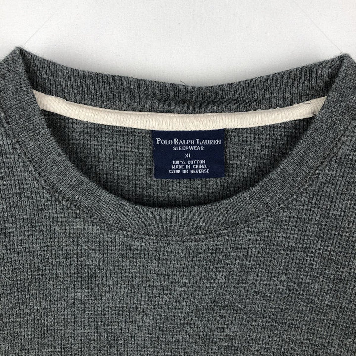 Ralph Lauren POLO RALPH LAUREN SLEEPWEAR Thermal Long-Sleeve T-Shirt, Waffle Knit, Men's XL (approx.) cotton Charcoal Vintage Second Hand