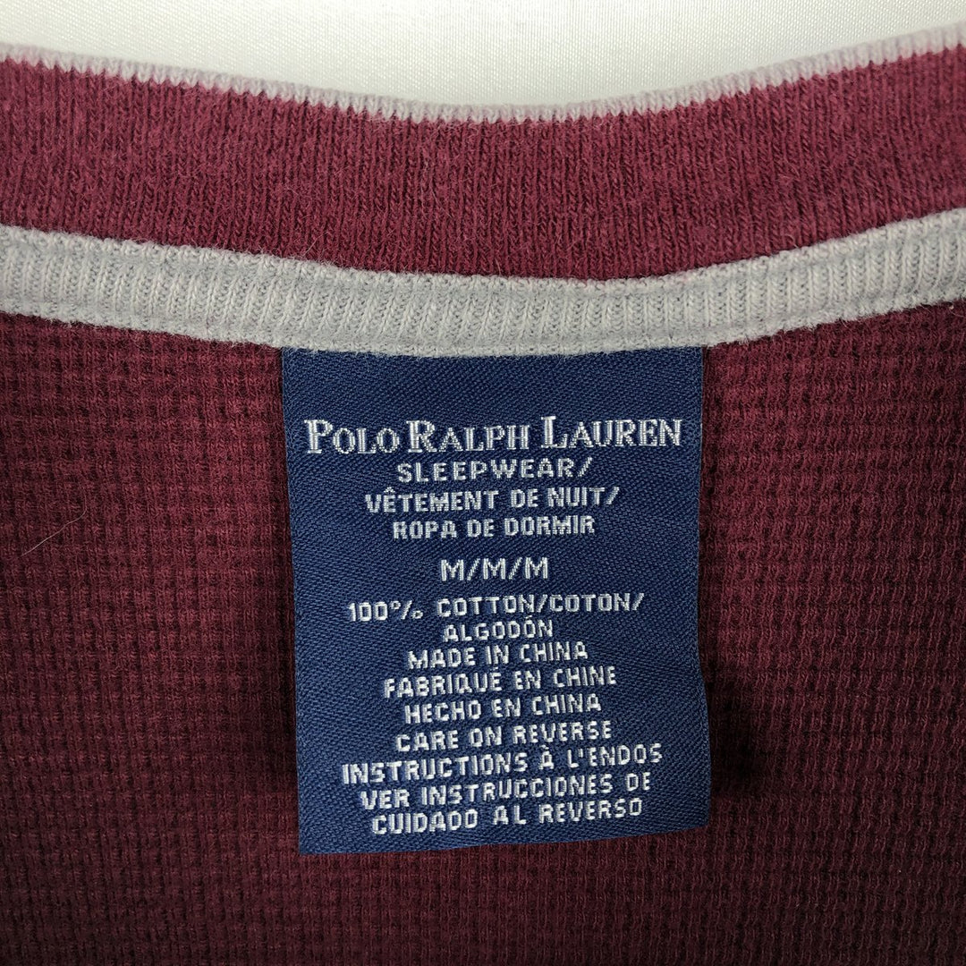 Ralph Lauren POLO RALPH LAUREN SLEEPWEAR Thermal Long T-shirt Waffle Men's M size cotton red type Vintage Second Hand