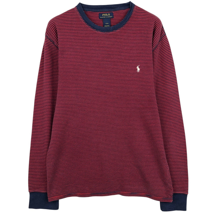 Ralph Lauren POLO RALPH LAUREN Striped Pattern Thermal Long T-Shirt, Men's Size L cotton red type Vintage Second Hand