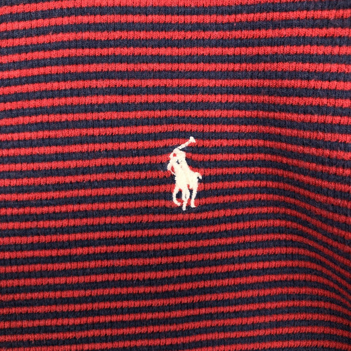 Ralph Lauren POLO RALPH LAUREN Striped Pattern Thermal Long T-Shirt, Men's Size L cotton red type Vintage Second Hand