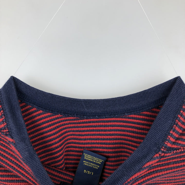 Ralph Lauren POLO RALPH LAUREN Striped Pattern Thermal Long T-Shirt, Men's Size L cotton red type Vintage Second Hand