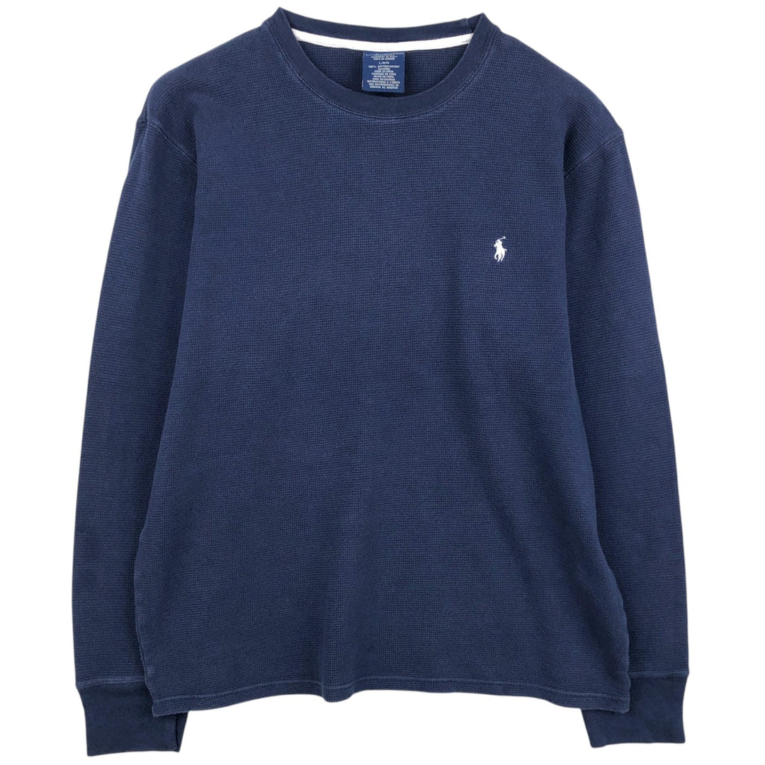 Ralph Lauren POLO RALPH LAUREN SLEEPWEAR Thermal Long T-shirt Waffle Men's L size cotton navy blue type Vintage Second Hand