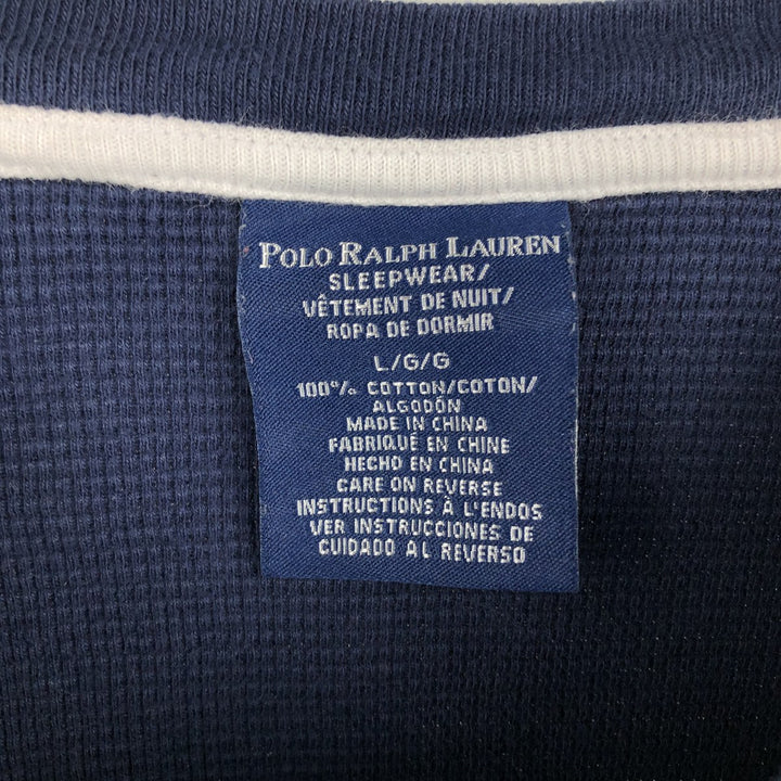 Ralph Lauren POLO RALPH LAUREN SLEEPWEAR Thermal Long T-shirt Waffle Men's L size cotton navy blue type Vintage Second Hand