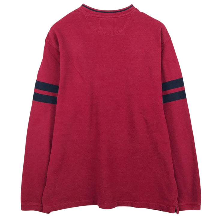 Ralph Lauren CHAPS Henley neck thermal long T-shirt, men's size XL cotton red type Vintage Second Hand