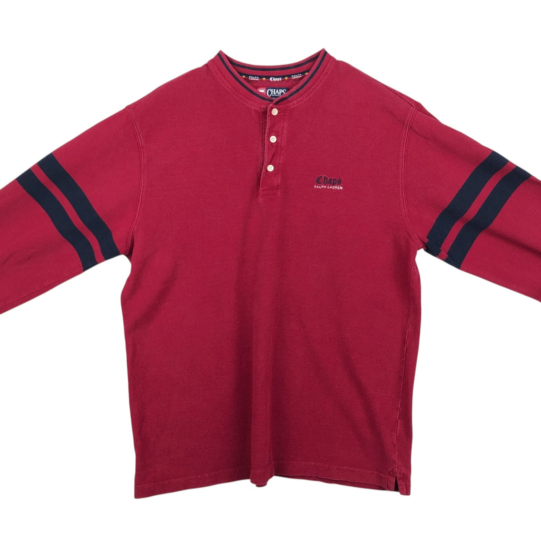Ralph Lauren CHAPS Henley neck thermal long T-shirt, men's size XL cotton red type Vintage Second Hand