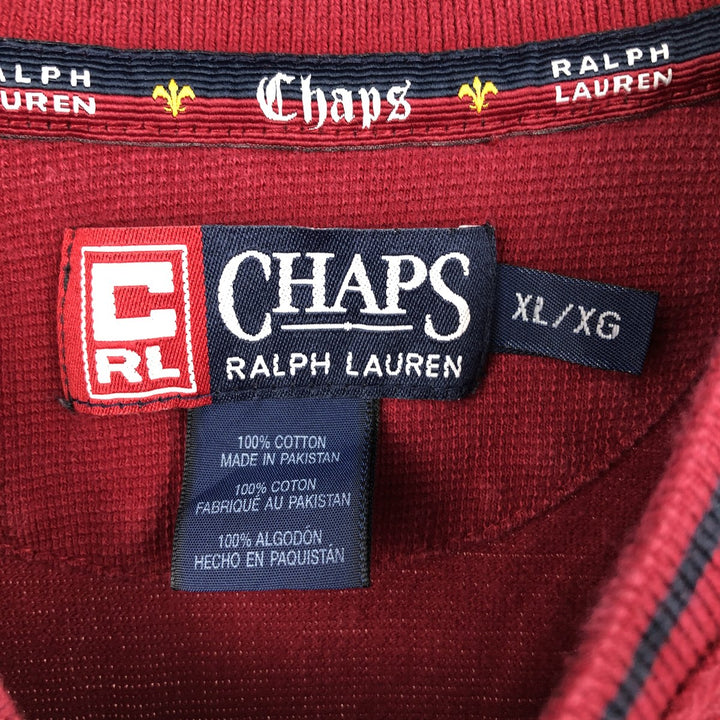 Ralph Lauren CHAPS Henley neck thermal long T-shirt, men's size XL cotton red type Vintage Second Hand