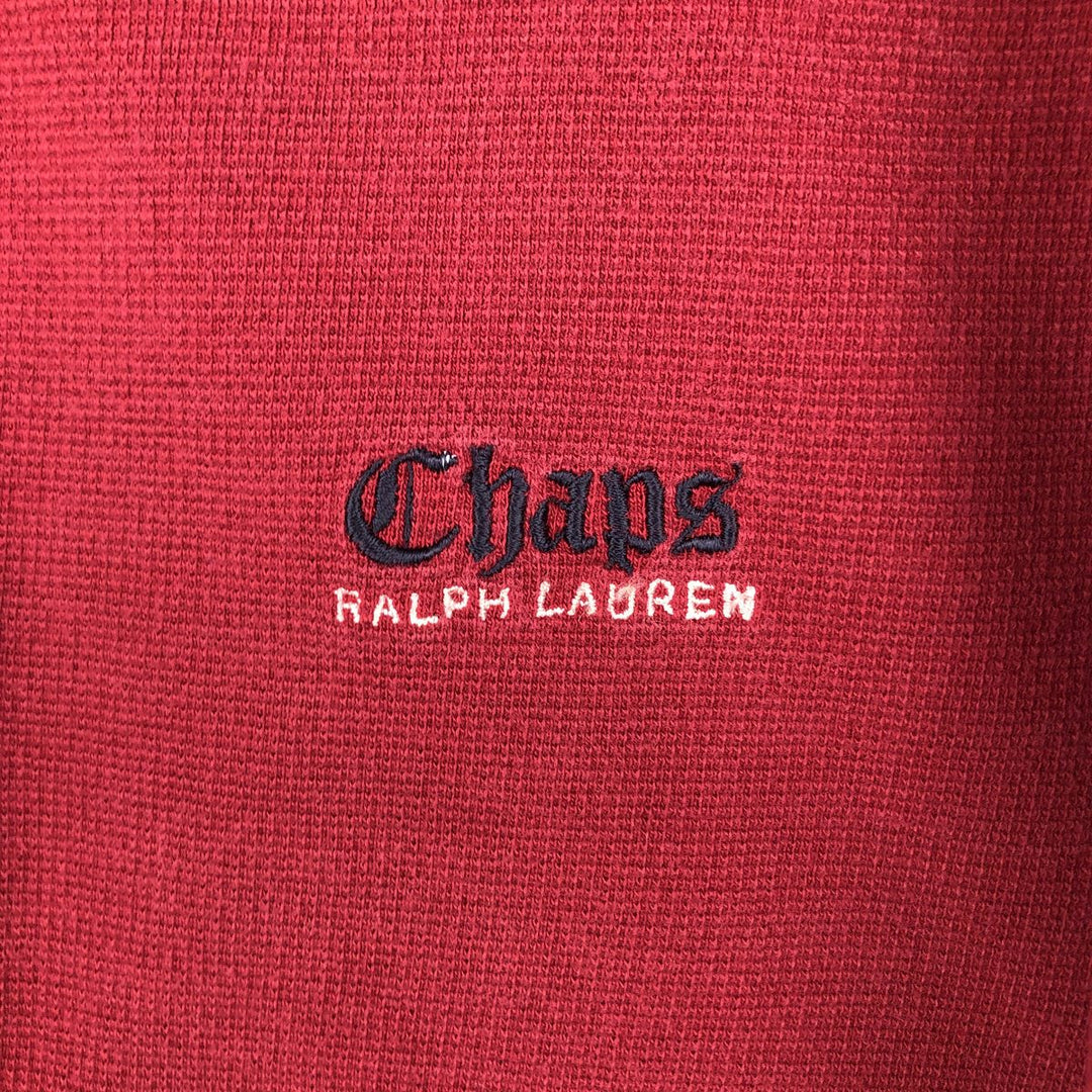 Ralph Lauren CHAPS Henley neck thermal long T-shirt, men's size XL cotton red type Vintage Second Hand