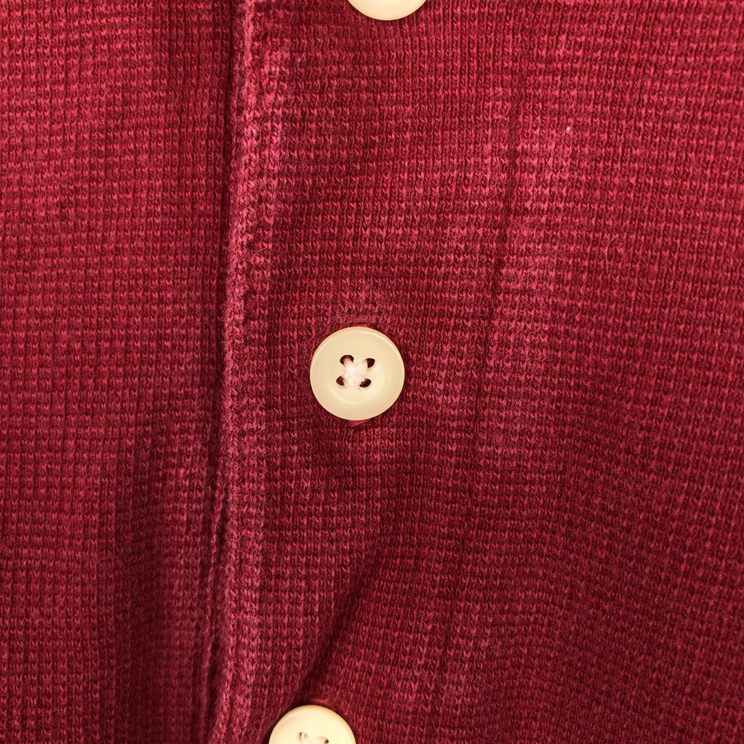 Ralph Lauren CHAPS Henley neck thermal long T-shirt, men's size XL cotton red type Vintage Second Hand