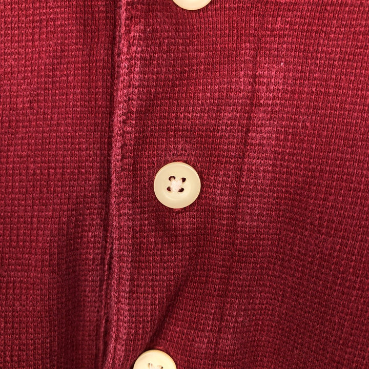 Ralph Lauren CHAPS Henley neck thermal long T-shirt, men's size XL cotton red type Vintage Second Hand