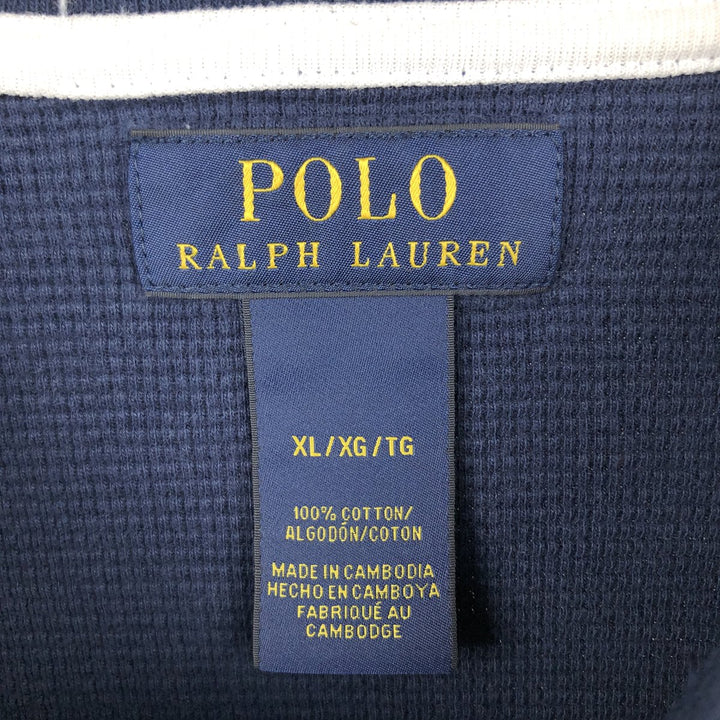 Ralph Lauren POLO RALPH LAUREN Thermal Long T-shirt Waffle Men's XL cotton navy blue type Vintage Second Hand