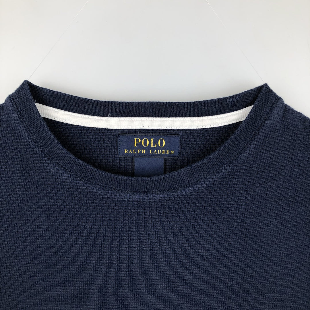 Ralph Lauren POLO RALPH LAUREN Thermal Long T-shirt Waffle Men's XL cotton navy blue type Vintage Second Hand