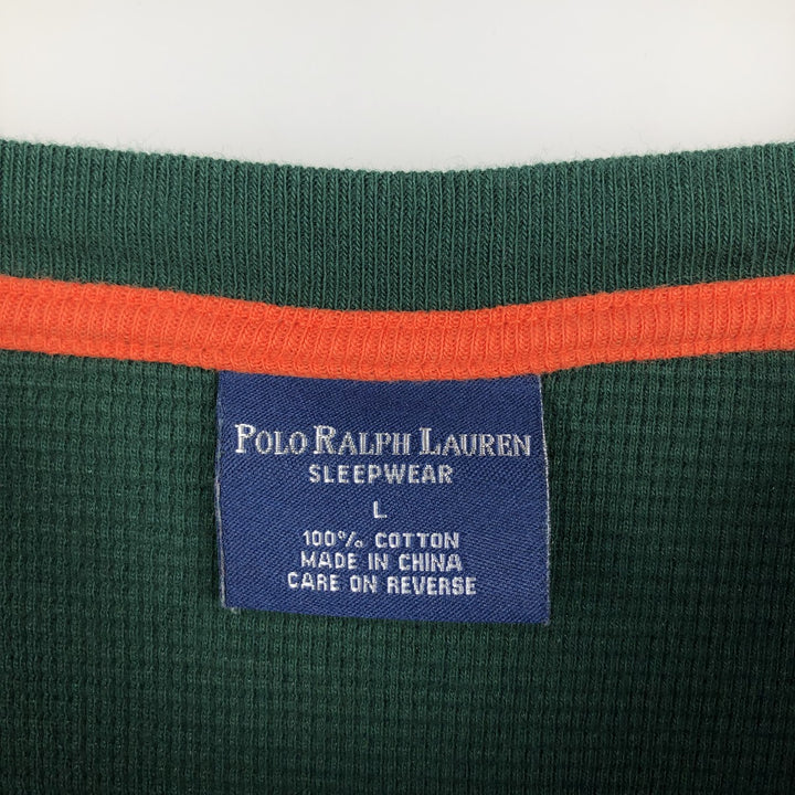 Ralph Lauren POLO RALPH LAUREN SLEEPWEAR Thermal Long T-shirt Waffle Men's L size cotton Green type dark green Vintage Second Hand