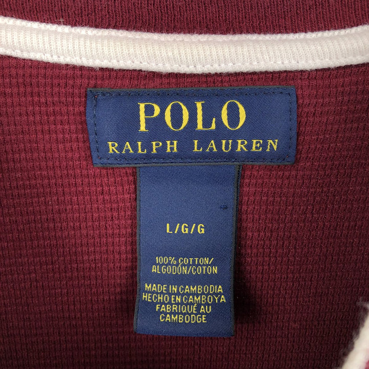 Ralph Lauren POLO RALPH LAUREN Thermal Ron T Waffle Men's L size cotton red type reddish brown Vintage Second Hand