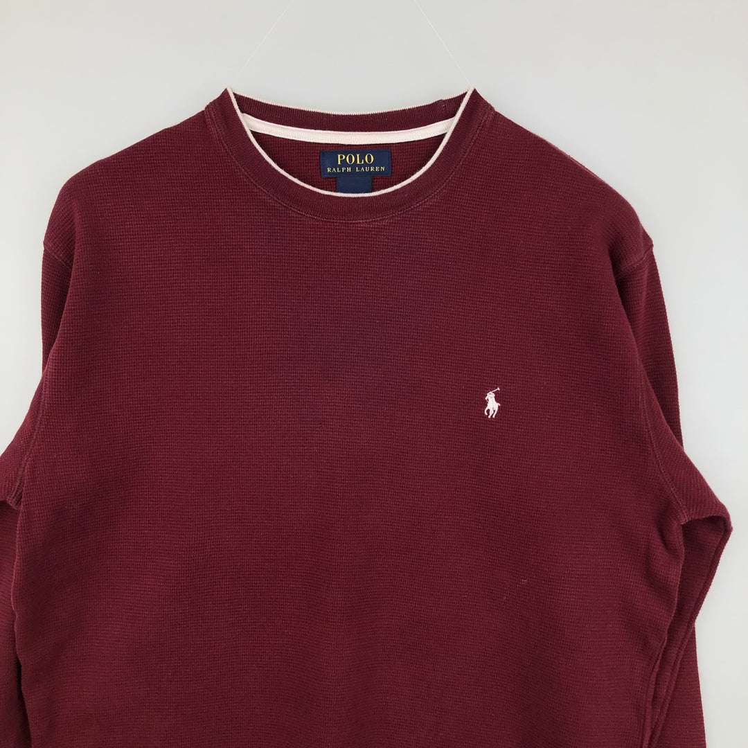 Ralph Lauren POLO RALPH LAUREN Thermal Ron T Waffle Men's L size cotton red type reddish brown Vintage Second Hand