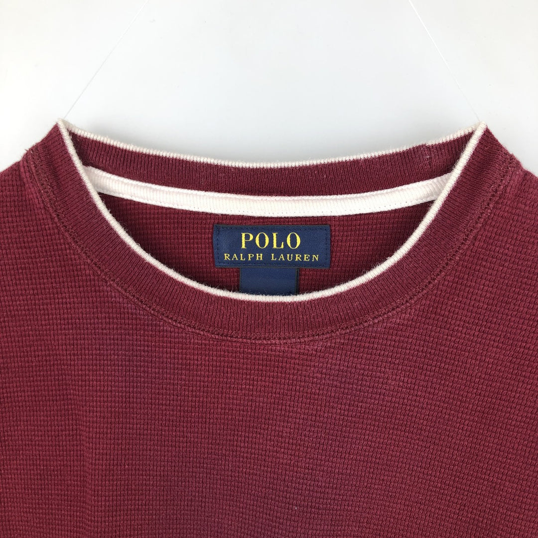 Ralph Lauren POLO RALPH LAUREN Thermal Ron T Waffle Men's L size cotton red type reddish brown Vintage Second Hand