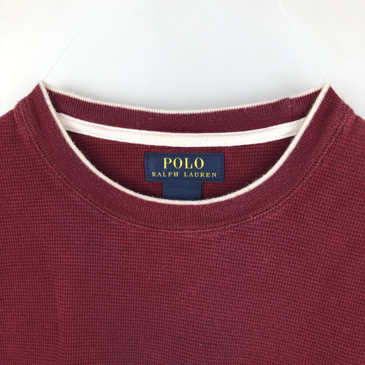Ralph Lauren POLO RALPH LAUREN Thermal Ron T Waffle Men's L size cotton red type reddish brown Vintage Second Hand