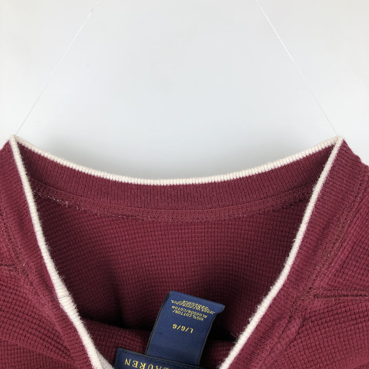 Ralph Lauren POLO RALPH LAUREN Thermal Ron T Waffle Men's L size cotton red type reddish brown Vintage Second Hand