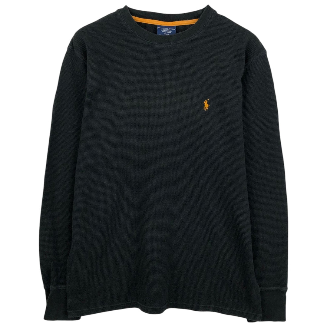 Ralph Lauren POLO RALPH LAUREN SLEEPWEAR Thermal Long T-shirt Waffle Men's M size cotton black type Vintage Second Hand