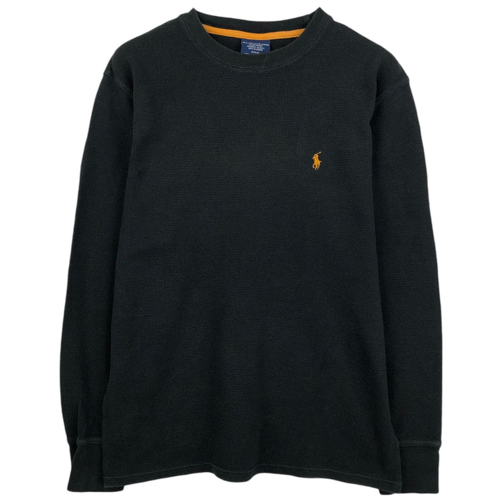 Ralph Lauren POLO RALPH LAUREN SLEEPWEAR Thermal Long T-shirt Waffle Men's M size cotton black type Vintage Second Hand
