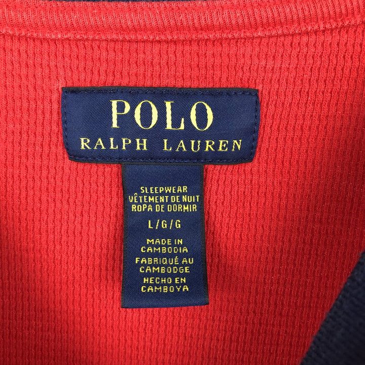 Ralph Lauren POLO RALPH LAUREN SLEEPWEAR Thermal Long T-Shirt, Men's Size L cotton red type Vintage Second Hand