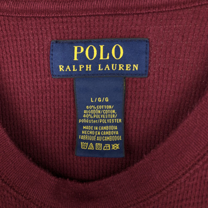 Ralph Lauren POLO RALPH LAUREN Thermal Long T-Shirt Men's Size L cotton Red type red-purple Vintage Second Hand