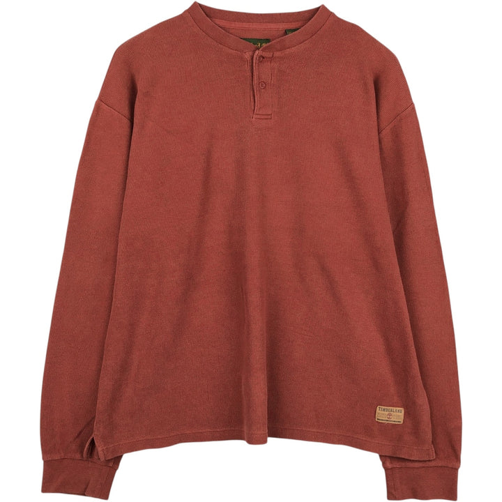 Timberland Henley Neck Thermal Long-Sleeve T-Shirt, Men's Size XL cotton red type reddish brown Vintage Second Hand